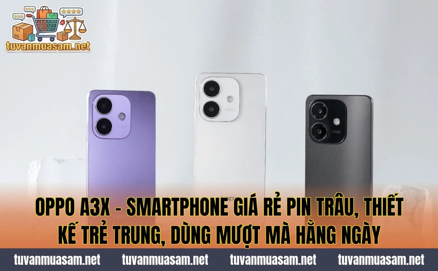 OPPO A3x - Smartphone Giá Rẻ Pin Trâu, Thiết Kế Trẻ Trung, Dùng Mượt Mà Hằng Ngày