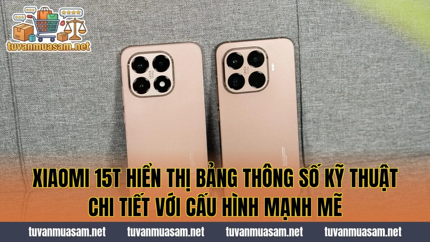 Xiaomi 15T hiển thị bảng thông số kỹ thuật chi tiết với cấu hình mạnh mẽ