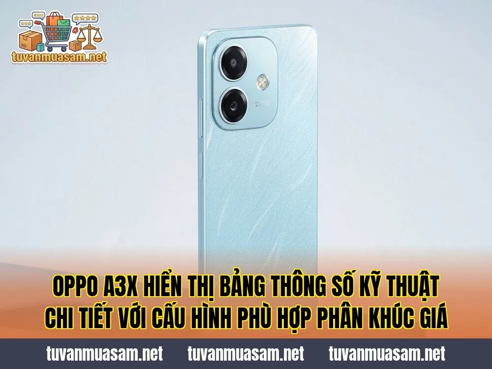 OPPO A3X hiển thị bảng thông số kỹ thuật chi tiết với cấu hình phù hợp phân khúc giá