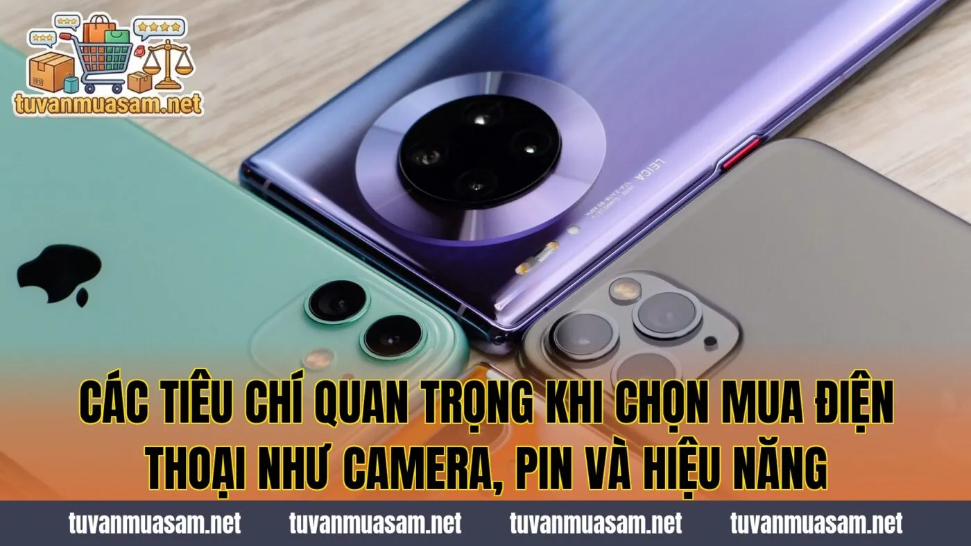 Các tiêu chí quan trọng khi chọn mua điện thoại như camera, pin và hiệu năng